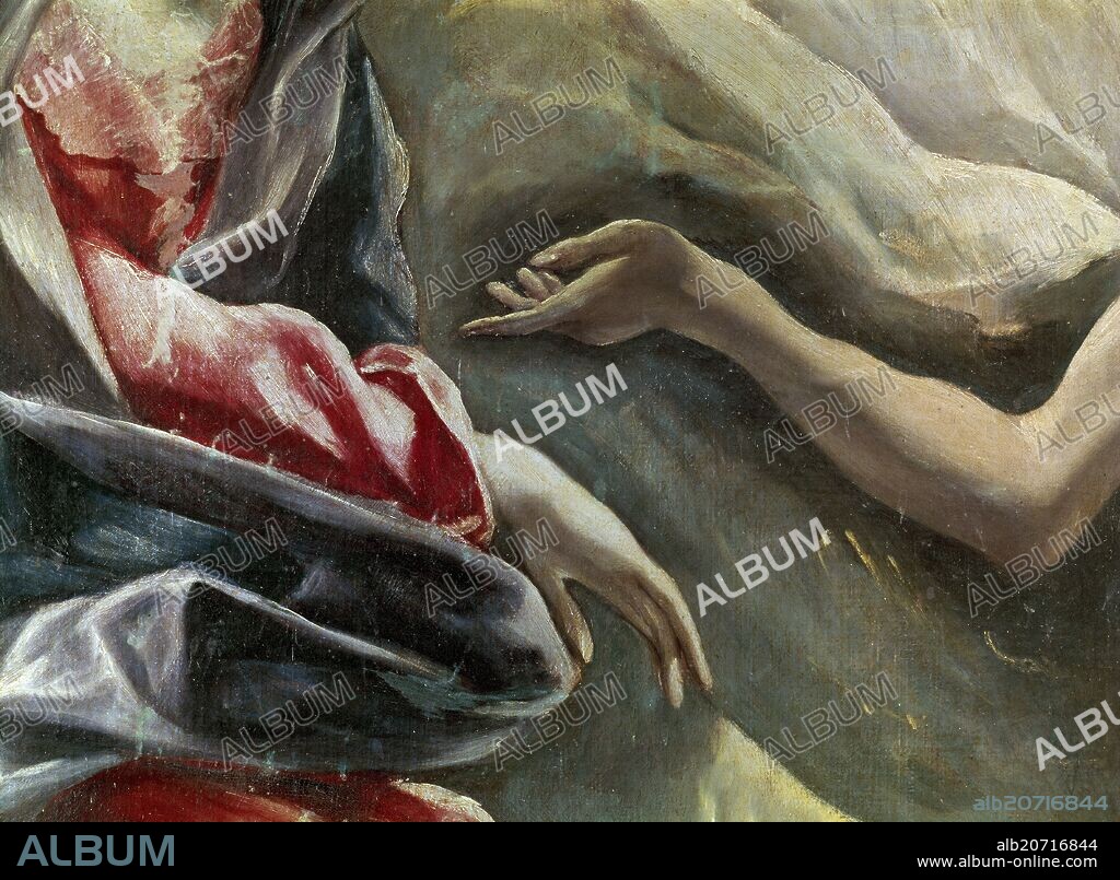 EL GRECO. EL ENTIERRO DEL CONDE ORGAZ - DETALLE DE LAS MANOS DE LA VIRGEN Y DE SAN JUAN BAUTISTA - 1586/1588 - O/L - MANIERISMO ESPAÑOL - Conj nº 282.