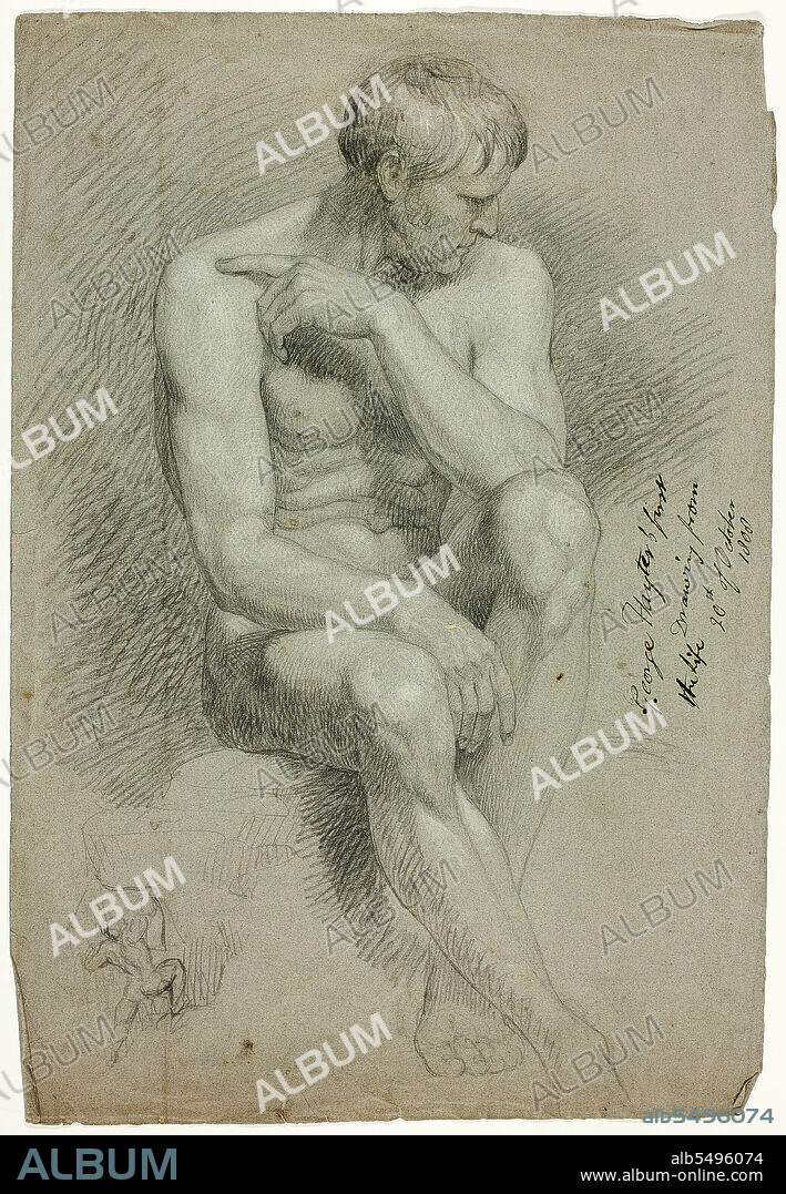 GEORGE HAYTER. Seated Male Nude with Sketch of Nude Archer, October 20, 1808.