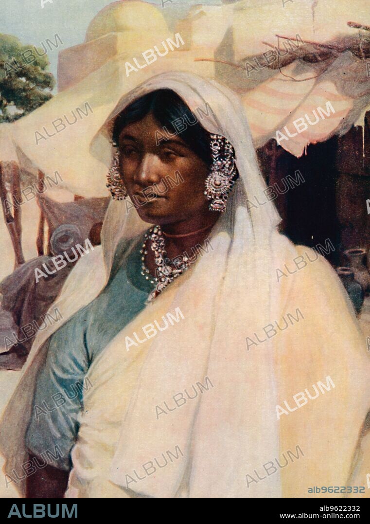 NORMAN H HARDY. 'An Indian Woman', 1913. From The Gorgeous East by Frank Elias. [Adam and Charles Black, London, 1913].