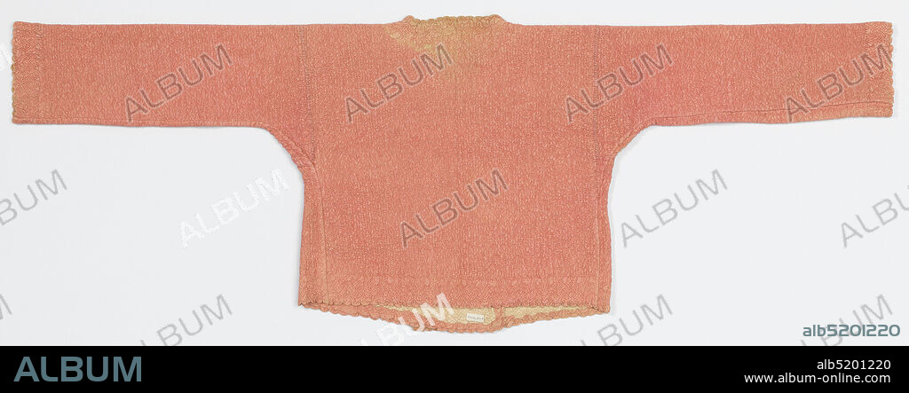 Jacket, Medium: silk, cotton (lining) Technique: quilted, Short straight jacket with long straight set-in sleeves in pink silk lined with undyed glazed cotton and quilted in a fine allover zigzag pattern. Border of looser puffier zigzags on neck, front, hem, and sleeve edges., Istanbul, Turkey, 18001850, costume & accessories, Jacket.