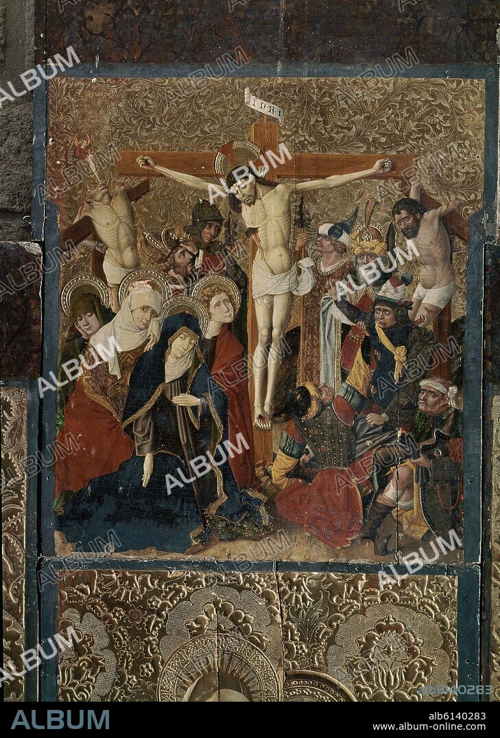 JAUME BACO ESCRIVA (1413-1461) JACOMART. CRUCIFIXION DE JESUCRISTO - SIGLO XV - PINTURA GOTICA VALENCIANA.