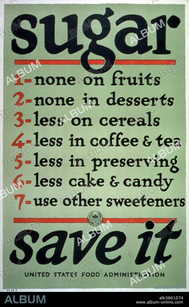 The United States did not have food rationing in WWI. Through slogans such as "Food Will Win the War", "Meatless Mondays", and "Wheatless Wednesdays", the United States Food Administration under Herbert Hoover reduced national consumption by 15%.