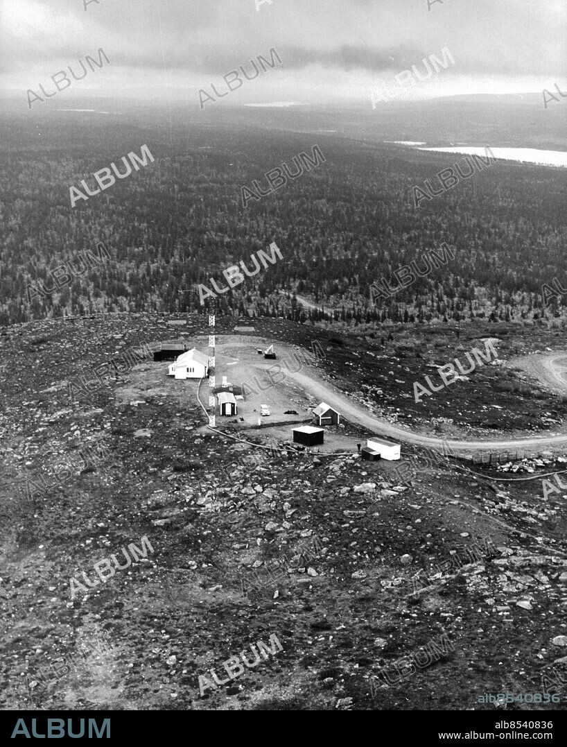 Vidsel 1965-01-01. FMV Vidsel Test Range, tidigare benämnd Robotförsöksplats Norrland, RFN, (eller Missile Test Range Vidsel) byggnader från ett flygperspektiv. Foto: SvD / TT / kod 12014.
