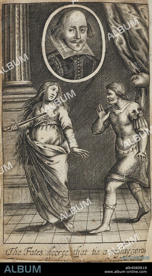 WILLIAM SHAKESPEARE. Illustration for the play by Shakespeare, 'The Rape of Lucretia'. The Rape of Lucrece, Committed by Tarquin the Sixt; and The remarkable judgments that befel him for it By the incomparable Master of our English poetry, Will: Shakespeare Gent... London : Printed by J. G., for John Stafford, 1655. Source: C.34.a.45 frontispiece. Language: English.