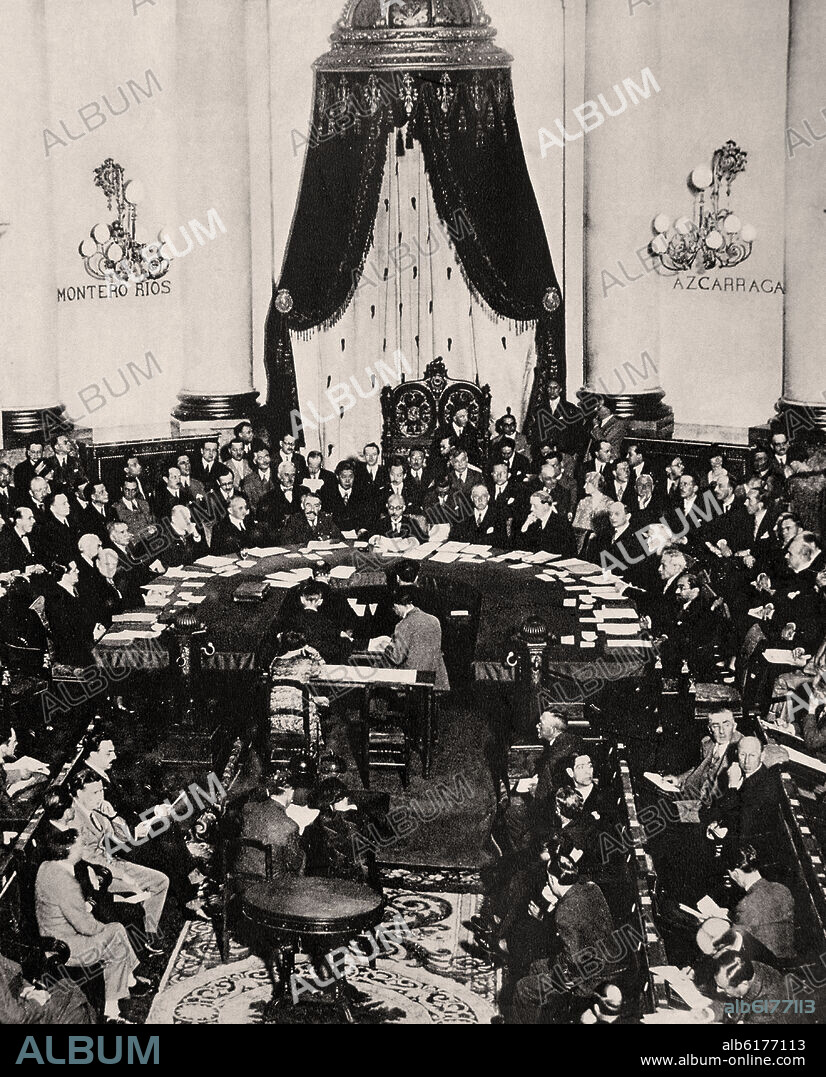 JOSÉ MARÍA DÍAZ CASARIEGO. PRIMERA REUNION PUBLICA DEL CONSEJO DE LA SOCIEDAD DE NACIONES - SALON DE ACTOS DEL SENADO - 1929.