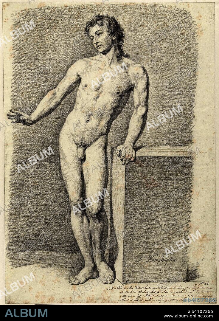Standing male naked. Draughtsman: Jan Kamphuijsen (mentioned on object). Dating: 9-Nov-1789. Measurements: h 553 mm × w 390 mm.