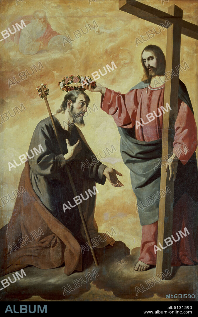 FRANCISCO DE ZURBARAN. CORONACION DE SAN JOSE - SIGLO XVII - BARROCO ESPAÑOL.