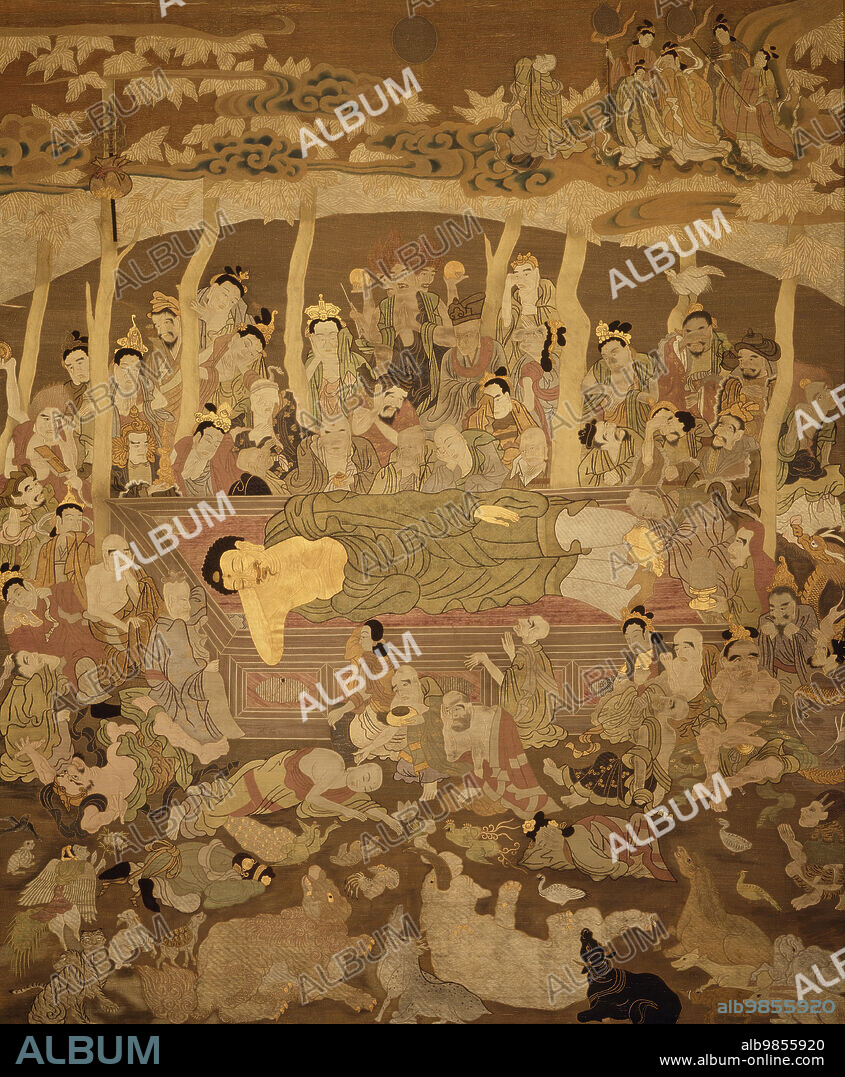 WU DAOZI. Wall Hanging Depicting the Death of the Buddha (Paranirvana), c1795.