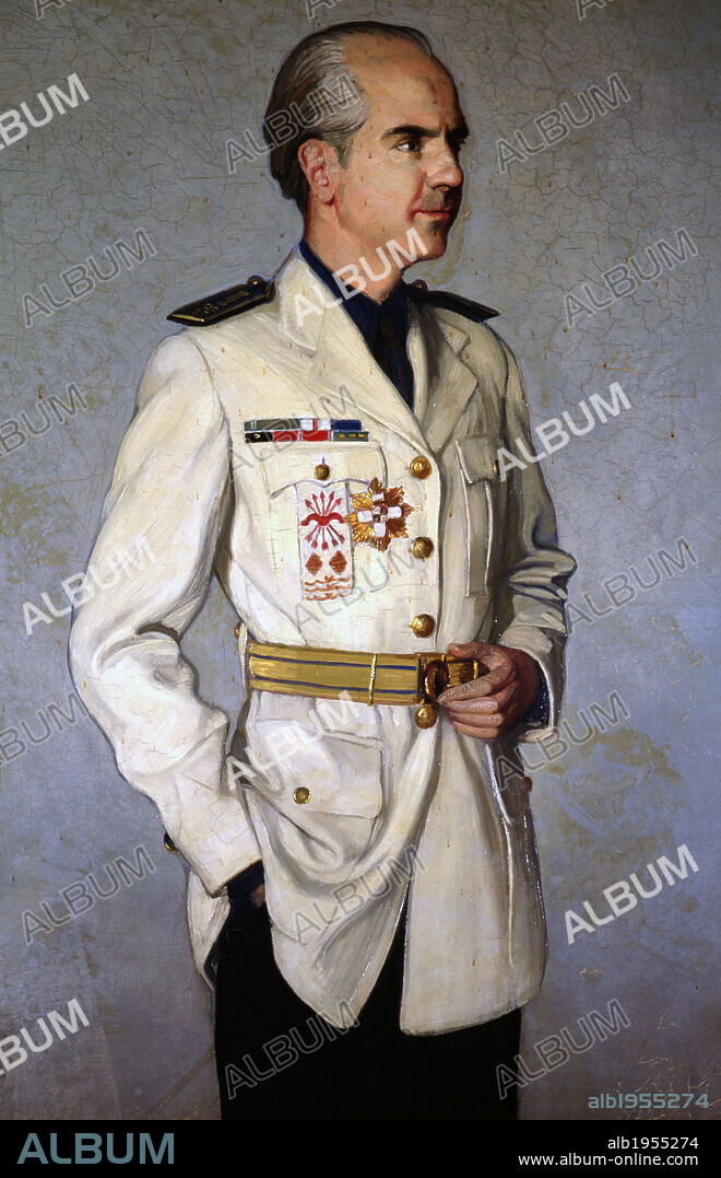 SERRANO SUÑER, Ramón (n. Zaragoza, 1901). Político español. Elegido diputado por la CEDA (1933). Ministro del Interior (enero-diciembre 1938), de Gobernación (diciembre 1930-octubre 1940) y presidente de la Junta Política (agosto 1939). Oleo de Ignacio ZULOAGA (1870-1945). (Detalle). Colección particular. Madrid. España.
