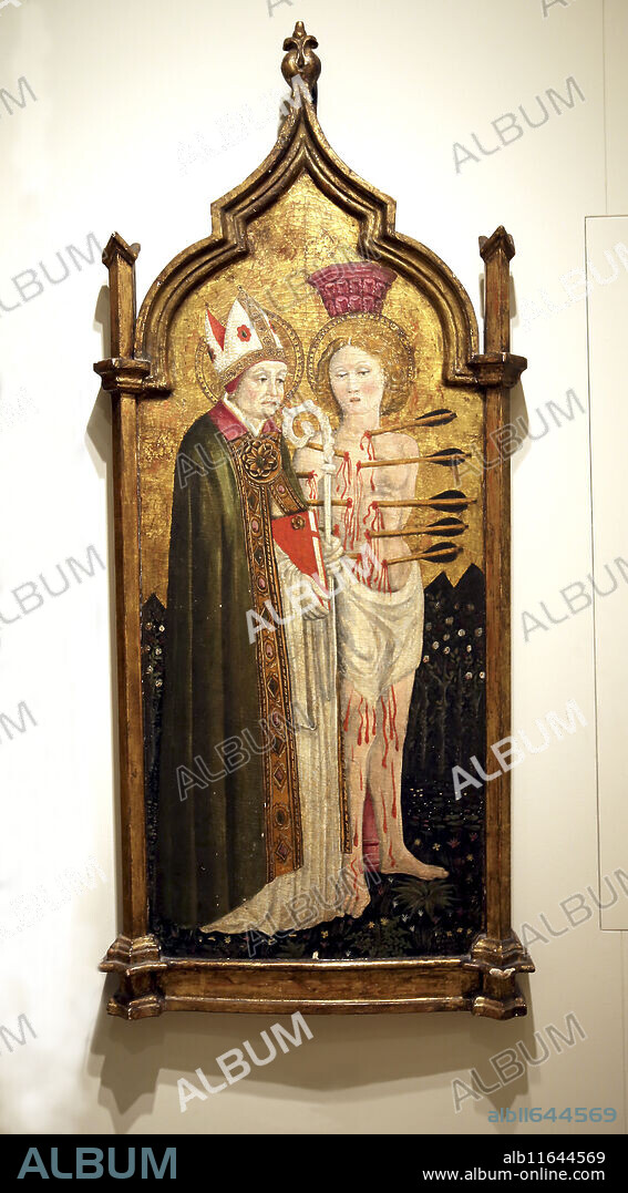 Saints Fabian and Sebastian. Paintig by Benedetto Bonfigli (1420-1496). Museum of Montserrat, Catalonia.