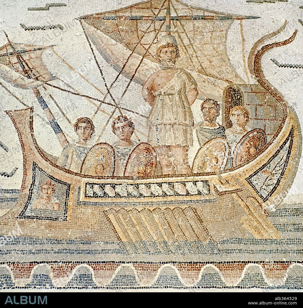 Roman mosaic of Ulysses and the sirens.