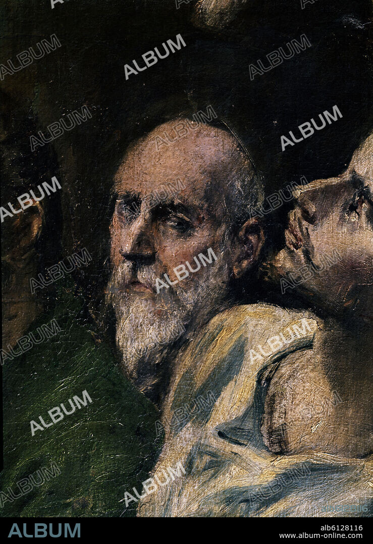 PENTECOSTES - DETALLE - AUTORRETRATO DEL GRECO O RETRATO DE ANTONIO DE COVARRUBIAS - 1600 - O/L - NP 828 - MANIERISMO ESPAÑOL - Conj nº 1603.