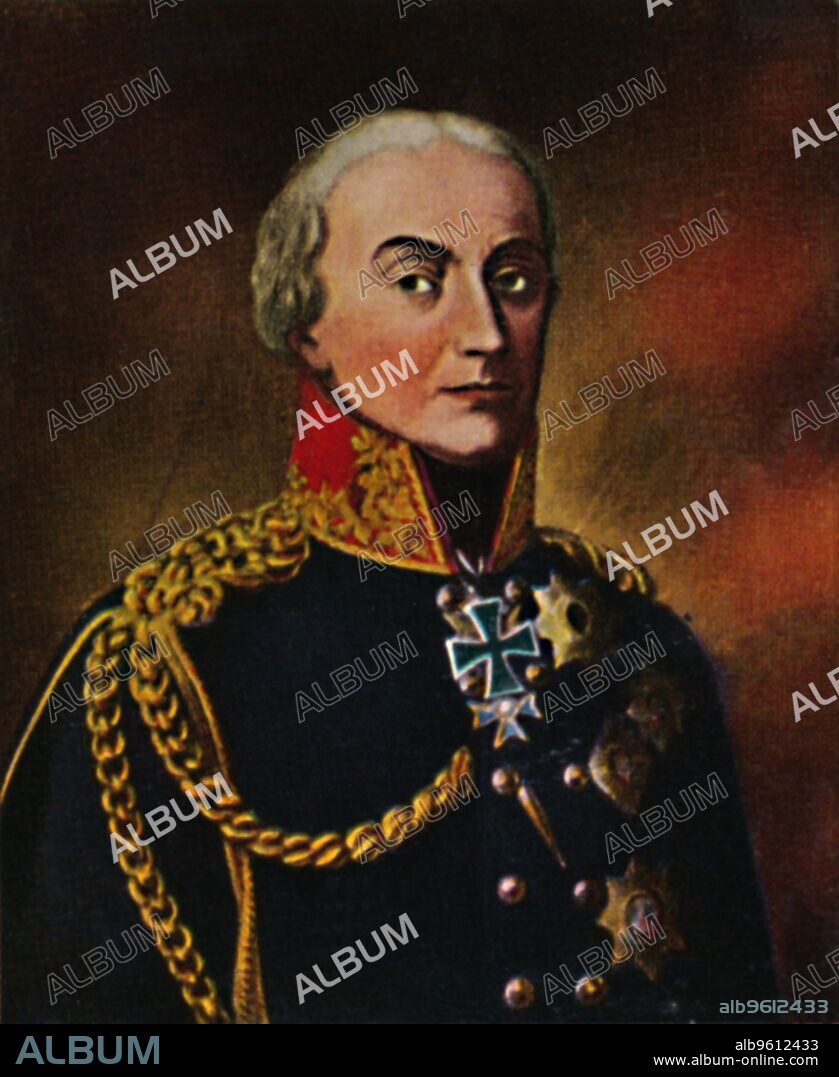 'General Bülow von Dennewitz 1755-1816', 1934. Friedrich Wilhelm Freiherr von Bülow, Graf von Dennewitz (1755-1816), Prussian general of the Napoleonic Wars. From "Die Großen der Weltgeschichte". [Eckstein-Halpaus, Dresden, 1934].