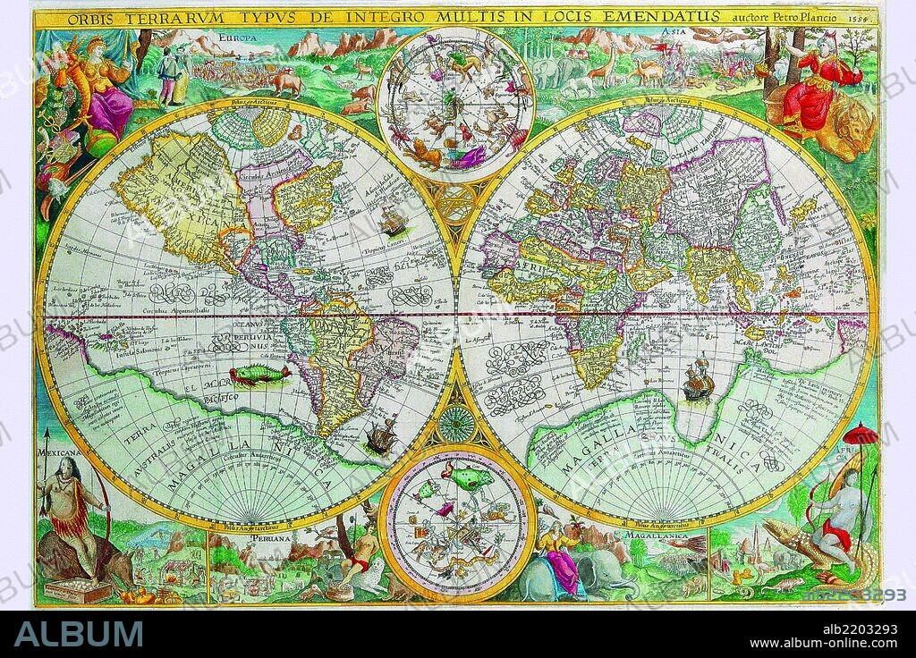 Petrus Plancius (1552 – May 15, 1622) was a Dutch astronomer, cartographer and clergyman. He was born as Pieter Platevoet in Dranouter, now in Heuvelland, West Flanders. He studied theology in Germany and England. At the age of 24 he became a minister in the Dutch Reformed Church. He was one of the founders of the Dutch East India Company for which he drew over 100 maps. In 1592 he published his best known world map titled "Nova et exacta Terrarum Tabula geographica et hydrographica". Apart from maps he published journals and navigational guides and developed a new method for determining longitude. He also introduced the Mercator projection for navigational maps. Plancius was closely acquainted with Henry Hudson, an explorer of the New World.