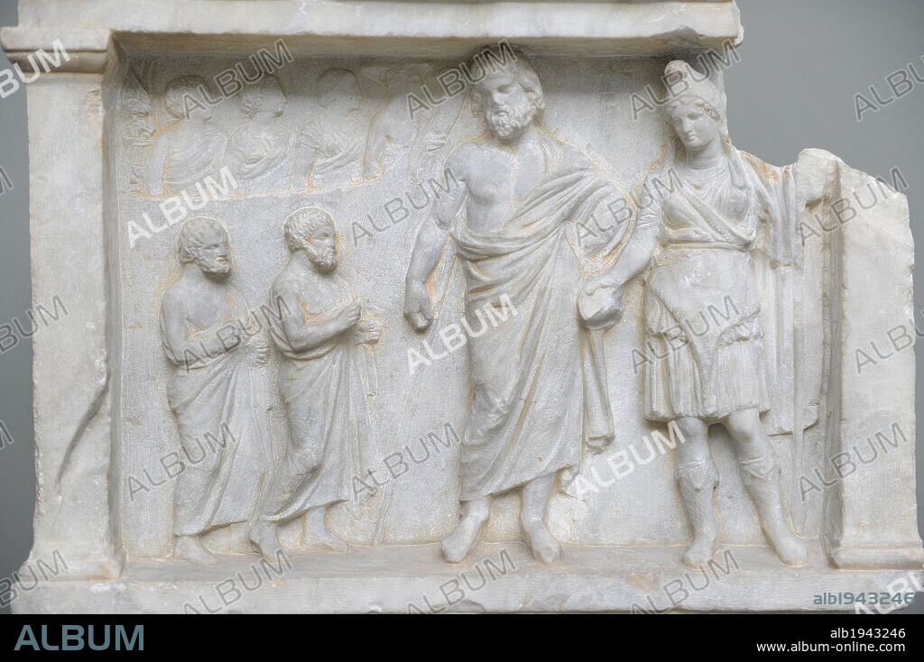 Greek art. Offering to Artemis Bendis. Harbor of Piraeus. Greece. 329-328 B.C. Marble. Ny Carlsberg Glyptotek. Copenhagen. Denmark.