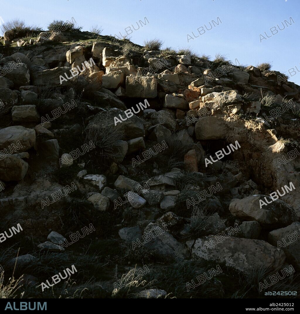 Celtiberian site of Partelape–a. Late Bronze Age-Early Iron Age. Partial view of the ruins. El Redal, La Rioja, Spain.
