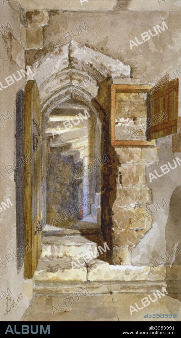 Interior view of the Salt Tower within the Tower of London, 1883. The Salt Tower was built in 1235 during the reign of Henry III. John Balliol, King of Scotland, was imprisoned there from 1296 until 1299.