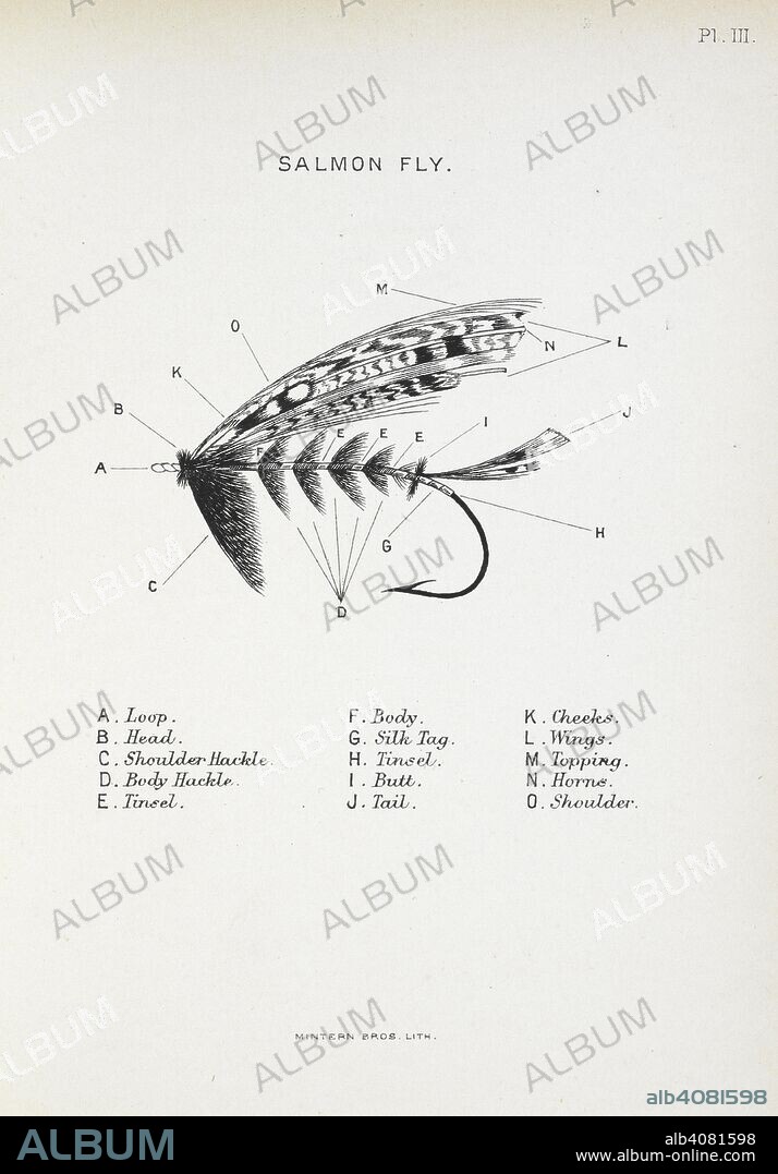 FRASER SANDEMAN. Salmon Fly. Fishing tackle. By Hook and by Crook. [A book on fishing. Illustrated.]. London : H. Sotheran & Co., 1892. Source: 7908.f.22. plate 3.