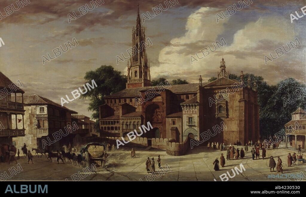ADRIEN DAUZATS (1804-1868). DAUZATS , ADRIEN PINTOR FRANCES. " VISTA DE MANZANARES " ( CIUDAD REAL ) , OLEO DEL AÑO 1862 MUSEO DE NARBONA . FRANCIA.