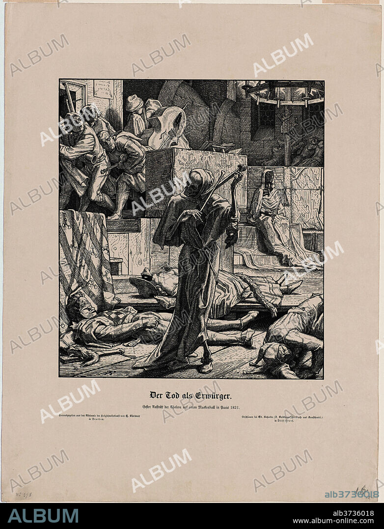 ALFRED RETHEL. Der Tod als Freund (Death as a Friend). Dated: 1831. Dimensions: image: 30.1 × 27 cm (11 7/8 × 10 5/8 in.)  sheet: 54.8 × 38.7 cm (21 9/16 × 15 1/4 in.). Medium: wood engraving on wove paper [second edition].
