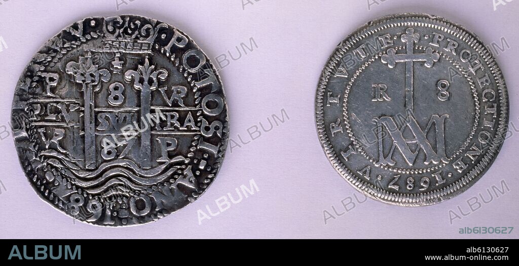 MONEDAS DE CARLOS II DE PLATA - REVERSOS - REALES DE A OCHO - 1687.