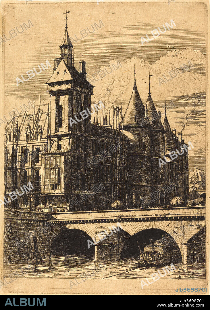 CHARLES MERYON. La Tour de l'Horloge, Paris (The Clock Tower, Paris). Dated: 1852. Medium: etching on Japanese paper.
