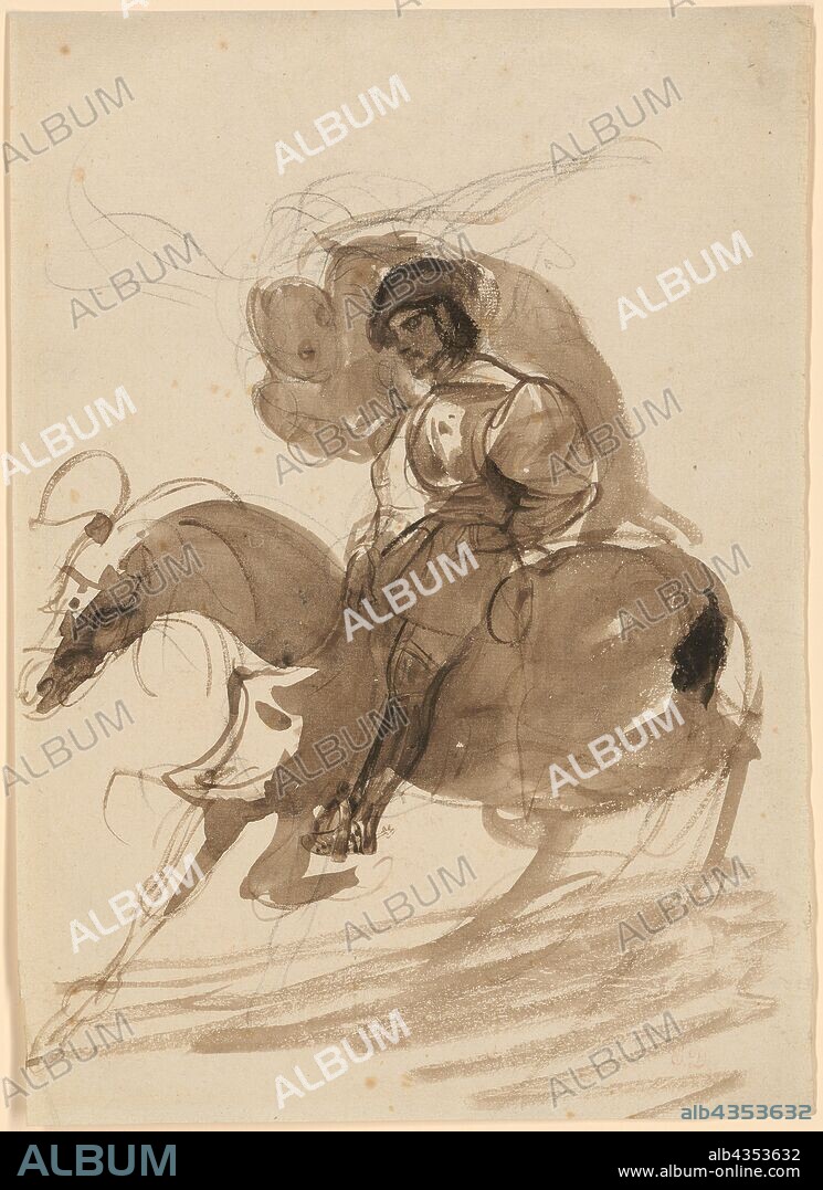 The Connétable of Bourbon, pursued by his conscience, 1835, brush in brown on chalk drawing, sheet: 30.6 x 22.1 cm /21.8 |, Image: 27.1 x 21.7 cm, Not marked, Eugène Delacroix, Charenton-Saint-Maurice/Val-de-Marne 1798–1863 Champrosay bei Paris.