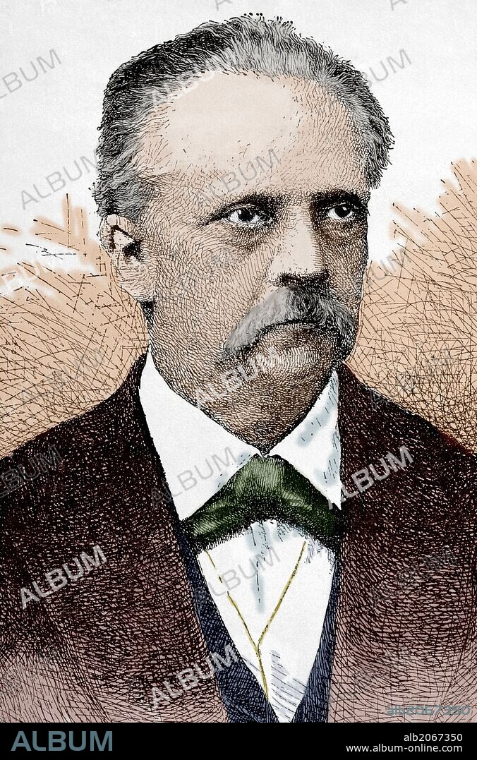 Hermann Ludwig Ferdinand von Helmholtz (* 31 de agosto de 1821? 8 de septiembre de 1894) fue un médico y físico alemán. Grabado coloreado. "Nuestro Siglo", 1883.