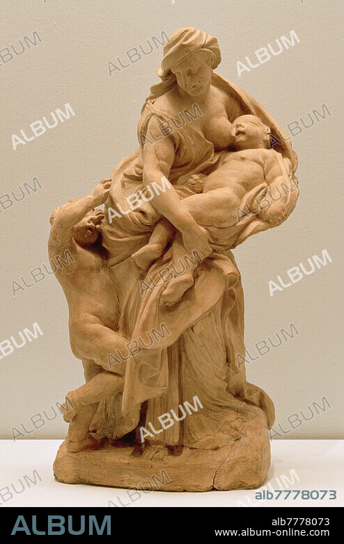 Bernini, Gianlorenzo. 1598-1680. "Bozzetto für die Caritas mit zwei Putten", Anfang der 30er Jahre des 17. Jahrhunderts. Entwurf für das Grabmal Urbans VIII. in St. Peter (1628-1647). Terrakotta, H. 45 cm, B. 27 cm, T. 20 cm. Geschenk Mussolinis an den Vatikan (1923). Inv. Nr. 62422. Rom, Vatikanische Museen.