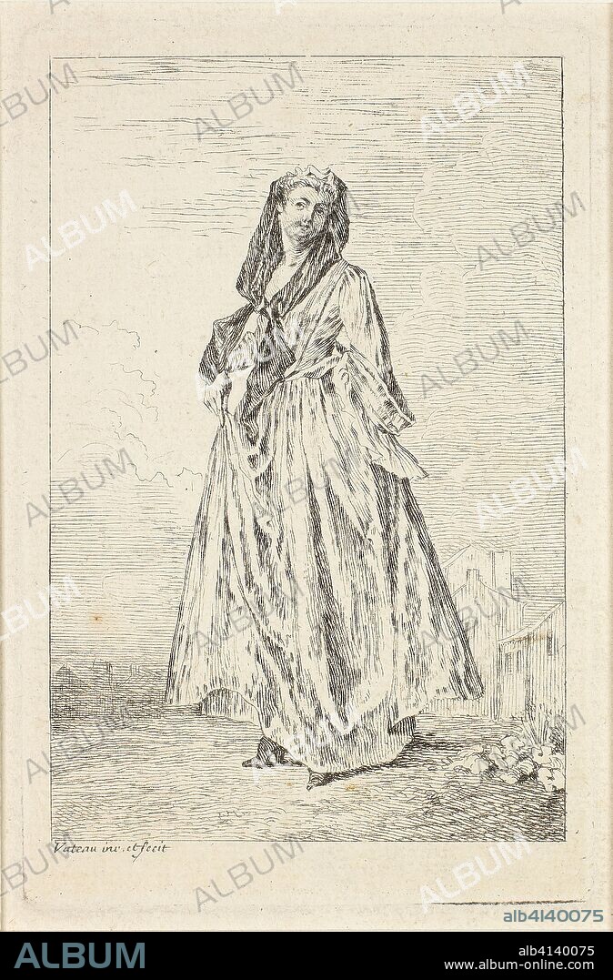 Figures du mode. Jean Antoine Watteau; French, 1684-1721. Date: 1705-1715. Dimensions: 110 × 73 mm (image); 125 × 80 mm (plate); 142 × 97 mm (sheet). Etching in black on ivory laid paper. Origin: France.