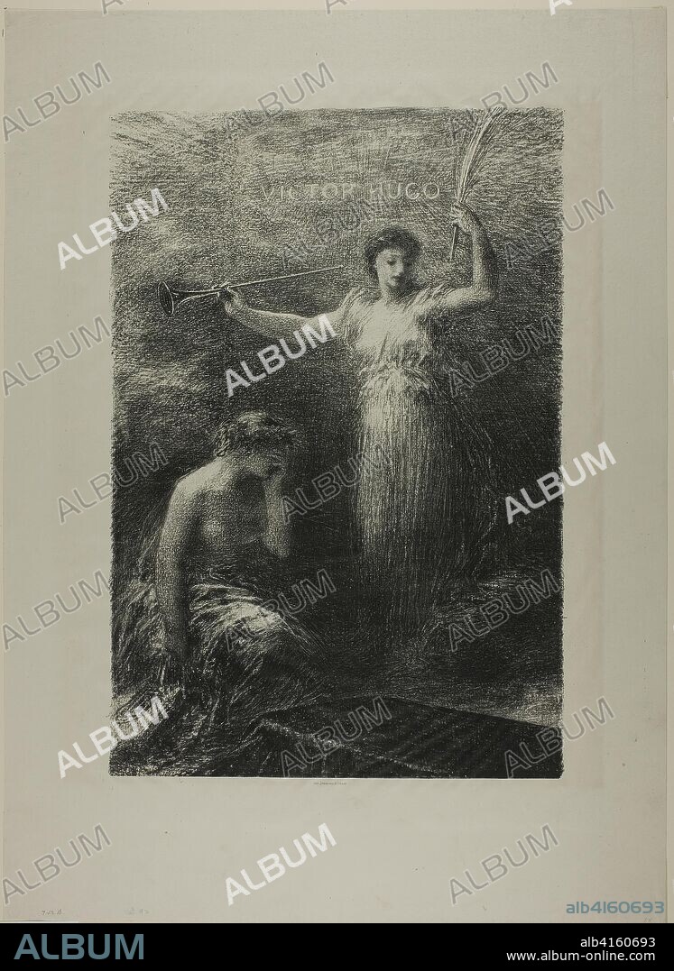 To Victor Hugo. Henri Fantin-Latour; French, 1836-1904. Date: 1889. Dimensions: 446 × 304 mm (image); 609 × 442 mm (sheet). Lithograph in black on light gray chine. Origin: France.