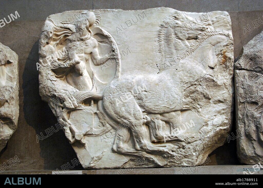 Parthenon. South frieze. 447-432BC. Greek Classical period.  Cavalry. XXXI panel. British Museum. London. England. United Kingdom.