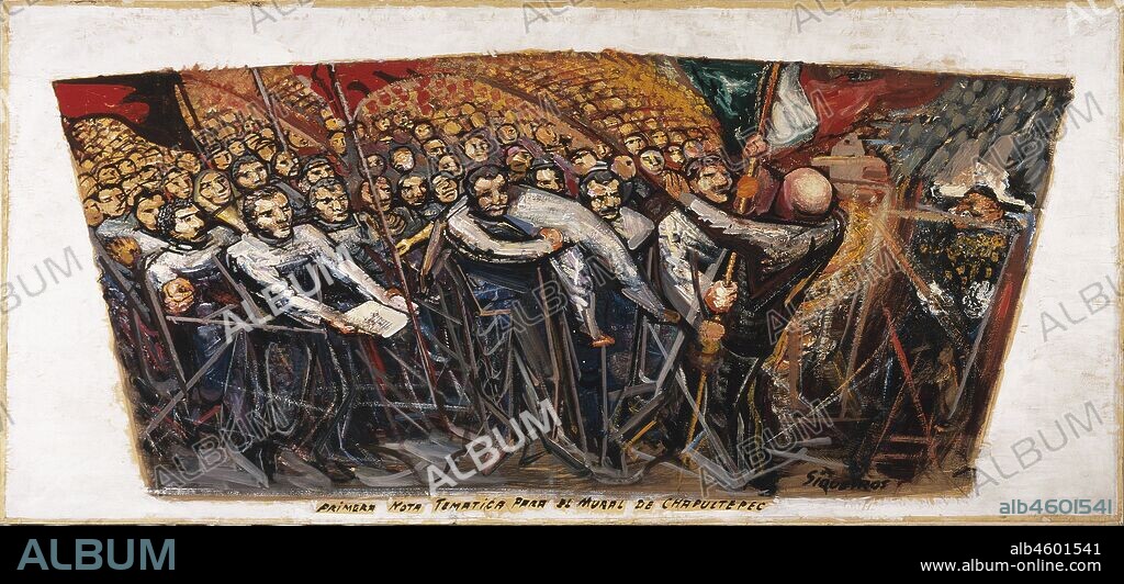 DAVID ALFARO SIQUEIROS. Sketch for mural painting at the Castillo de Chapultepec.