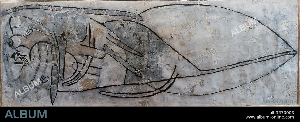 Jaume Plensa / "Calamar", 1984, Pintura (Técnica mixta sobre papel), 157 x 435 cm.