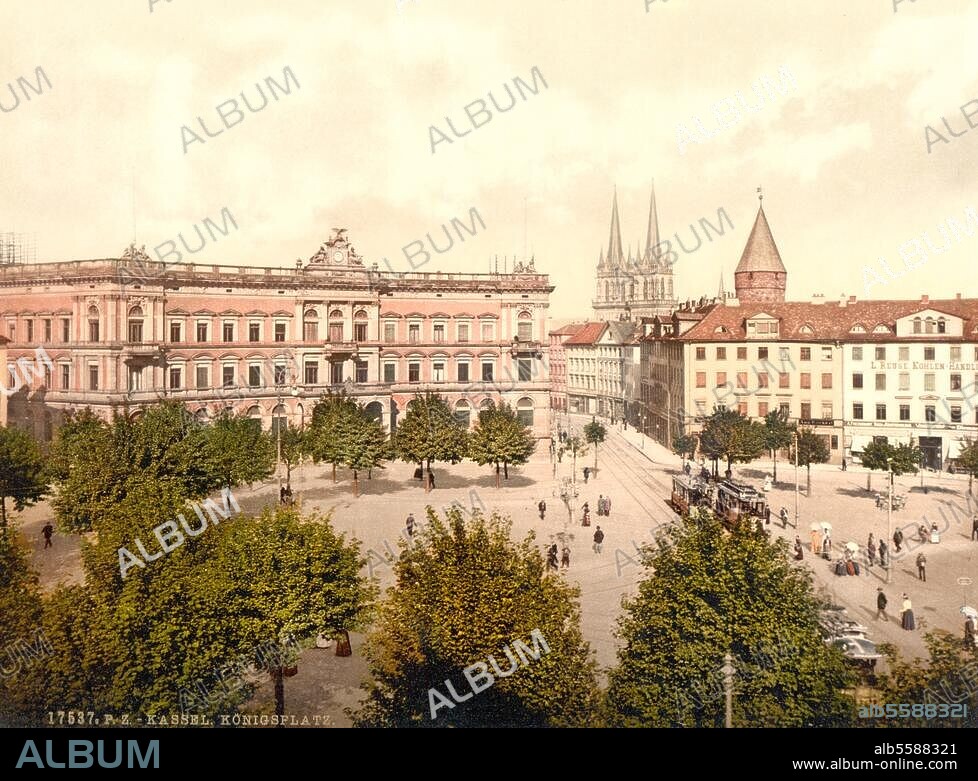 Kassel (Hessen), Königsplatz. "Kassel / Königsplatz". Photochrom, undat. (um 1900).