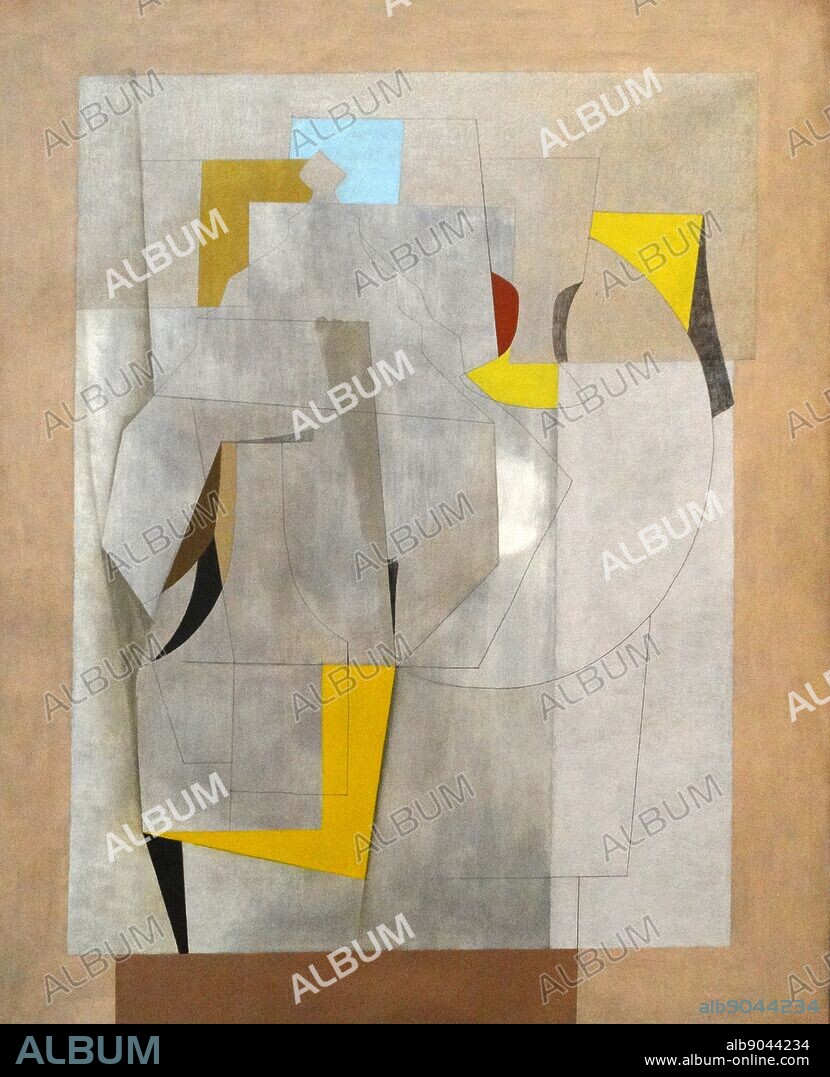 Still Life (Dolomites), 1950 by Ben Nicholson (1894-1982). Oil on Canvas. Nicholson settled in Cornwall in 1939 and began to evolve a style in which simple landscapes and still-life forms are used as the framework for elegant abstract paintings. In 1933 Nicholson met Picasso, Braque and Giacometti in Paris and became a founder member of Unit One with Paul Nash and Barbara Hepworth, dedicated to promoting European Modernist ideas.