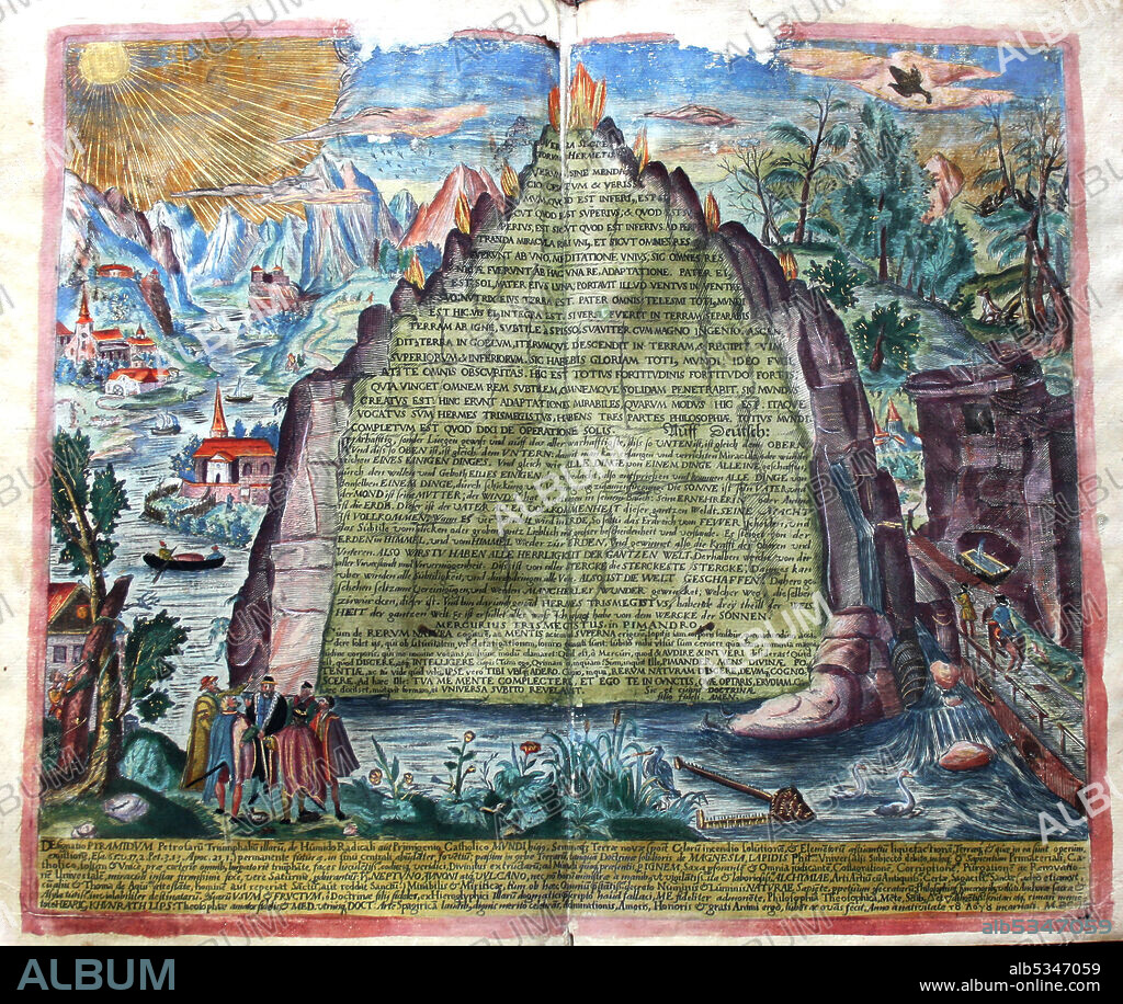 ANONYME. Tabula Smaragdina (Emerald Tablet of Hermes Trismegistus). From: Amphitheatrum Sapientiae Aeternae by Heinrich Khunrath.