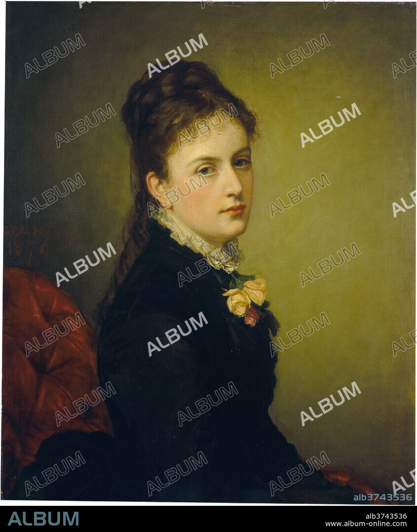 GEORGE PETER ALEXANDER HEALY. Roxana Atwater Wentworth. Dated: 1876. Dimensions: overall: 76.8 x 63.5 cm (30 1/4 x 25 in.)  framed: 97.8 x 85.1 x 6.4 cm (38 1/2 x 33 1/2 x 2 1/2 in.). Medium: oil on canvas.