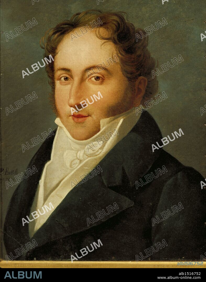 Bettelli, Portrait of Gioacchino Rossini (Pesaro, 1792 - Paris, 1792), Italian composer, 1818.