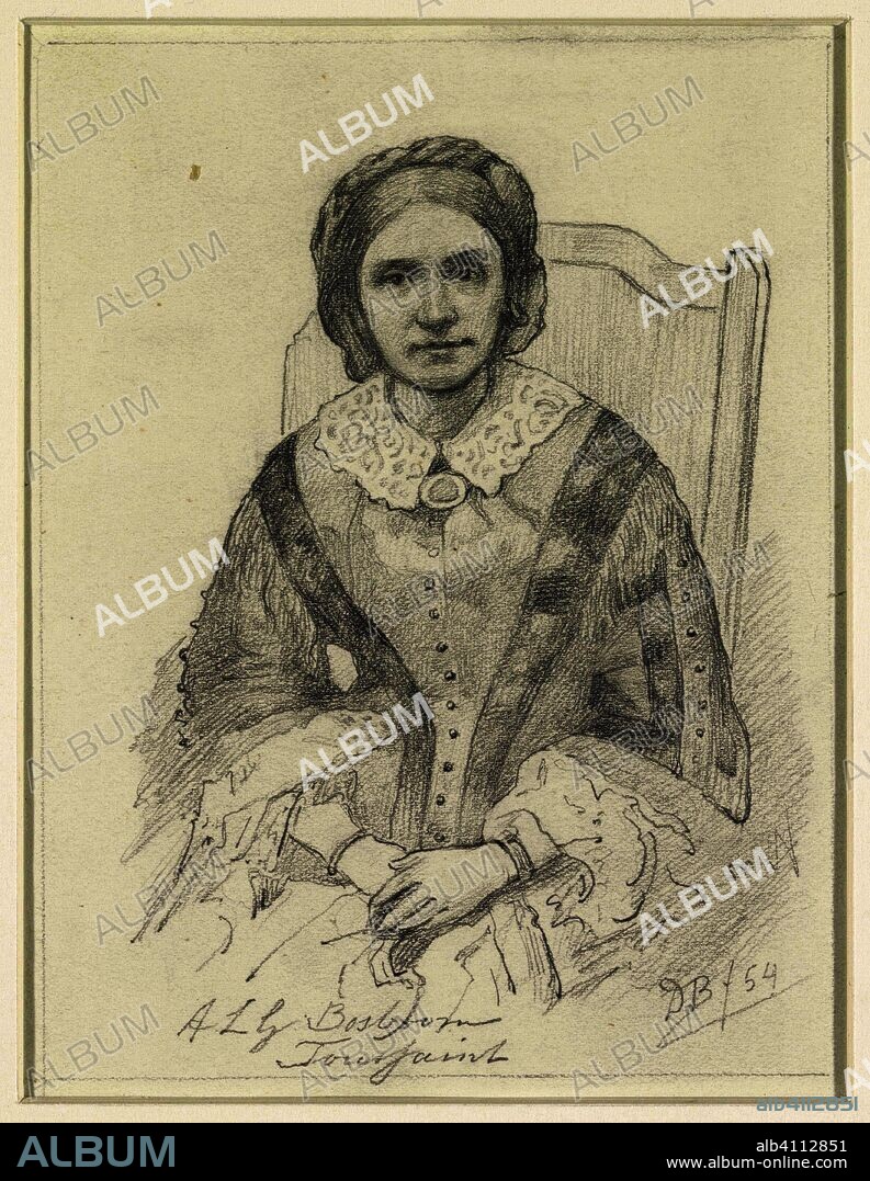 Portrait of the writer Anna Louise Geertruida Bosboom-Toussaint. Draughtsman: David Bles. Dating: 1854. Measurements: h 227 mm × w 177 mm.