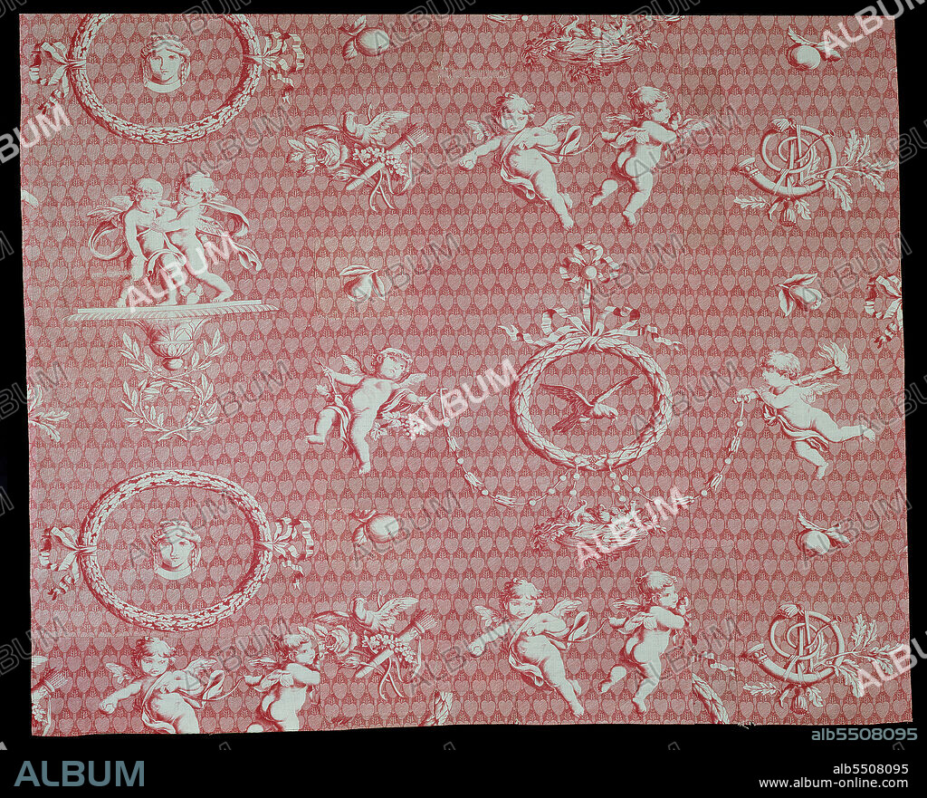CHRISTOPHE-PHILIPPE OBERKAMPF. Amorini et Medallions (Cupid and Medallions) (Furnishing Fabric), France, c. 1810. Designed by Jean Baptiste Huet, manufactured by Christophe Philippe Oberkampf.