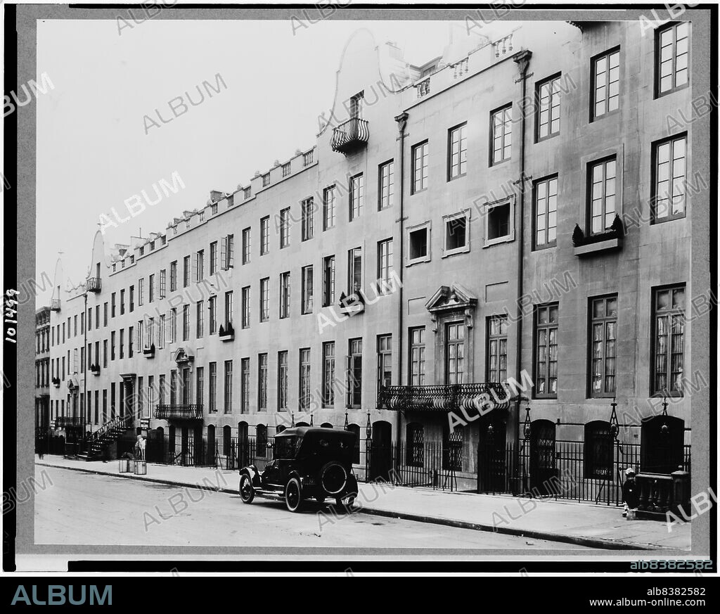 FRANCES BENJAMIN JOHNSTON. Turtle Bay Gardens, 228-246 East 49th Street, New York, New York., 1920. At right the entrance to the shared house of Edward Clarence Dean and Charlotte Bronson Hunnewell Sorchan at 228 E. 49th Street.