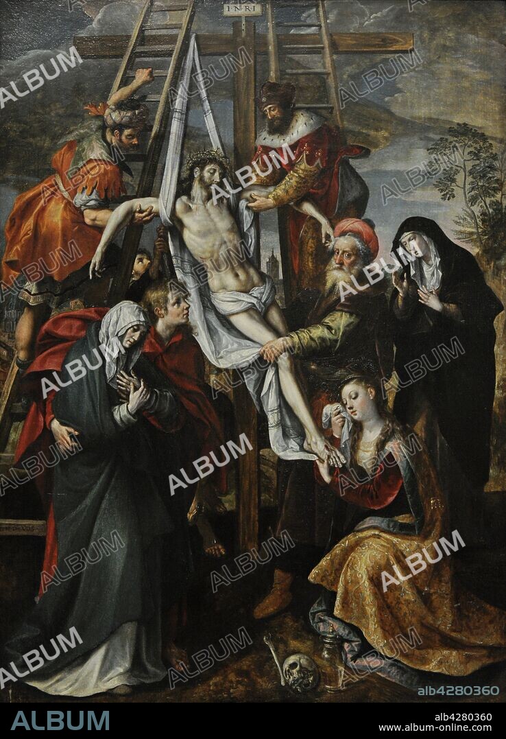Martín de Vos (h.1532-1603). Pintor flamenco. Descendimiento. Real Academia de Bellas Artes de San Fernando. Madrid. España.