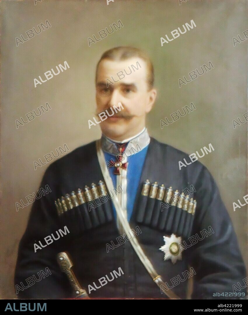 IVAN TYURIN. 'Portrait of V.A. Volotsky, the Retired GeneraL of the Terek Cossack Army'. Russia, 1897. Dimensions: 63,5x75 cm.