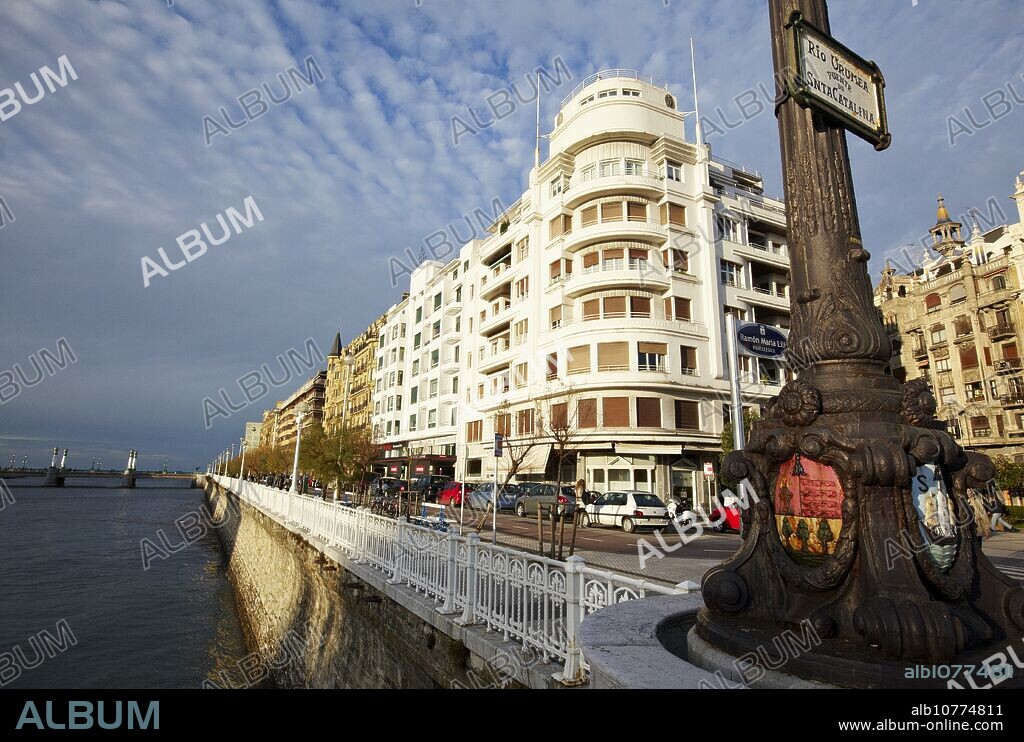 Building of La Equitativa, Urumea river, San Sebastian, Guipuzcoa, Basque Country, Spain.