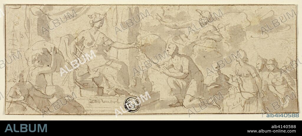 Allegory of Navigation. Jan Luyken (Dutch, 1649-1712); or Anthonie Palamedesz (Dutch, 1601-1673); or the circle of Jan Luyken (Dutch, 1649-1712). Date: 1621-1712. Dimensions: 68 x 183 mm. Pen and brown ink, with brush and brown wash, on buff laid paper. Origin: Holland.