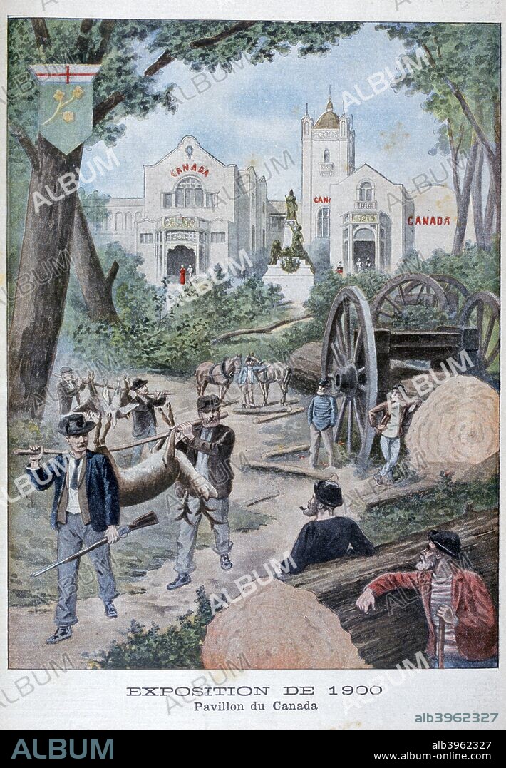 The Canadian pavilion at the Universal Exhibition of 1900, Paris, 1900. The Exposition Universelle of 1900 was a world's fair held in Paris, France, to celebrate the achievements of the past century and to accelerate development into the next. An illustration from Le Petit Journal, 11th November 1900.