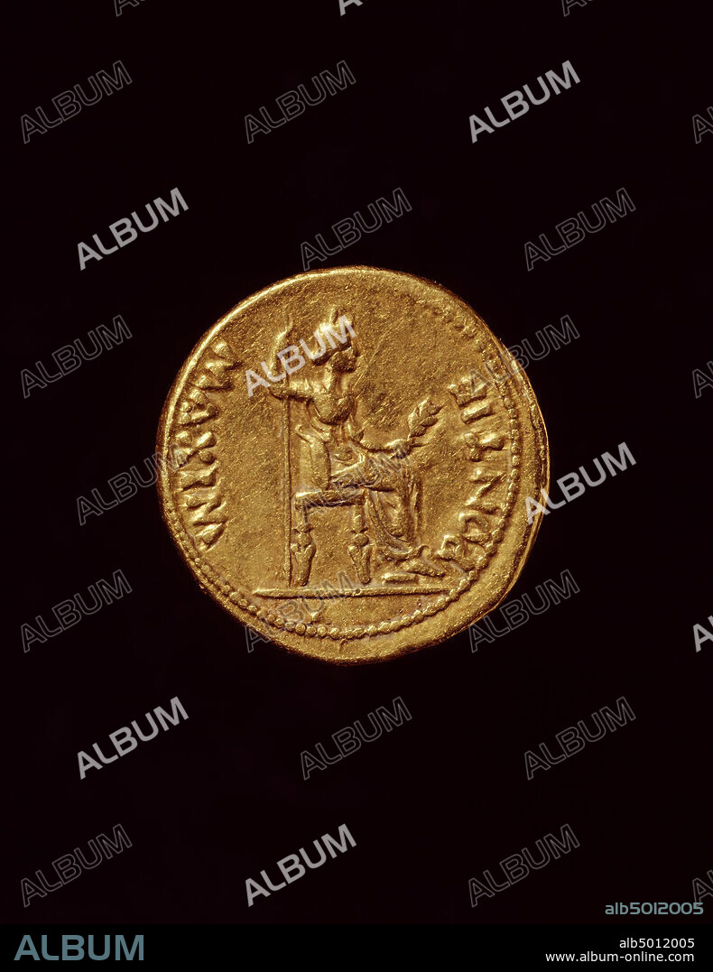 Vz: laurelled head n.r., TI CAESAR DIVI AUG F AUGUST, Kz: Livia (?) n.r. seated with scepter and branch, chair on two lines, PONTIF MAXIM, coin, denarius, Tiberius, metal, silver, Diam. 18 mm, wt. 2.40 gr, Roman 36-37 AD, the Netherlands, South Holland, Delft, Delft chimney, Vliet.