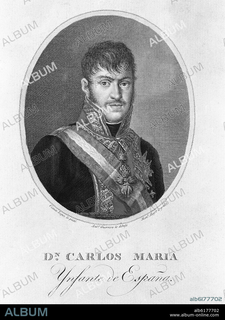 VICENTE LOPEZ PORTAÑA. CARLOS MARIA INFANTE DE ESPAÑA - GRABADO POR MANUEL ALEGRE.
