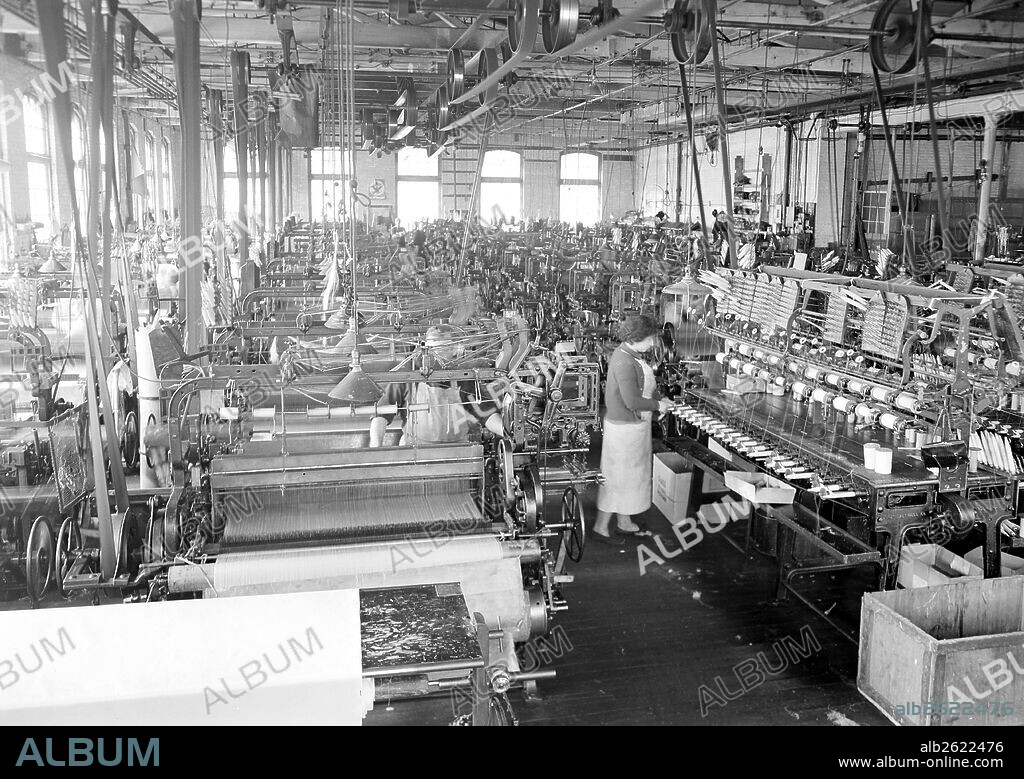 Paterson, New Jersey - Textiles. Madison Silk Co. General view of up-to-date large silk plant (not automatic), March 1937, Lewis Hine, 1874 - 1940, was an American photographer, who used his camera as a tool for social reform. US,USA.